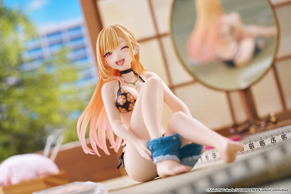 My Dress-Up Darling Desktop Cute PVC-figur Marin Kitagawa (Measured Swimsuit Ver.) Nyutgåva 13 cm