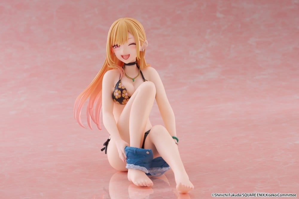 My Dress-Up Darling Desktop Cute PVC-figur Marin Kitagawa (Measured Swimsuit Ver.) Nyutgåva 13 cm