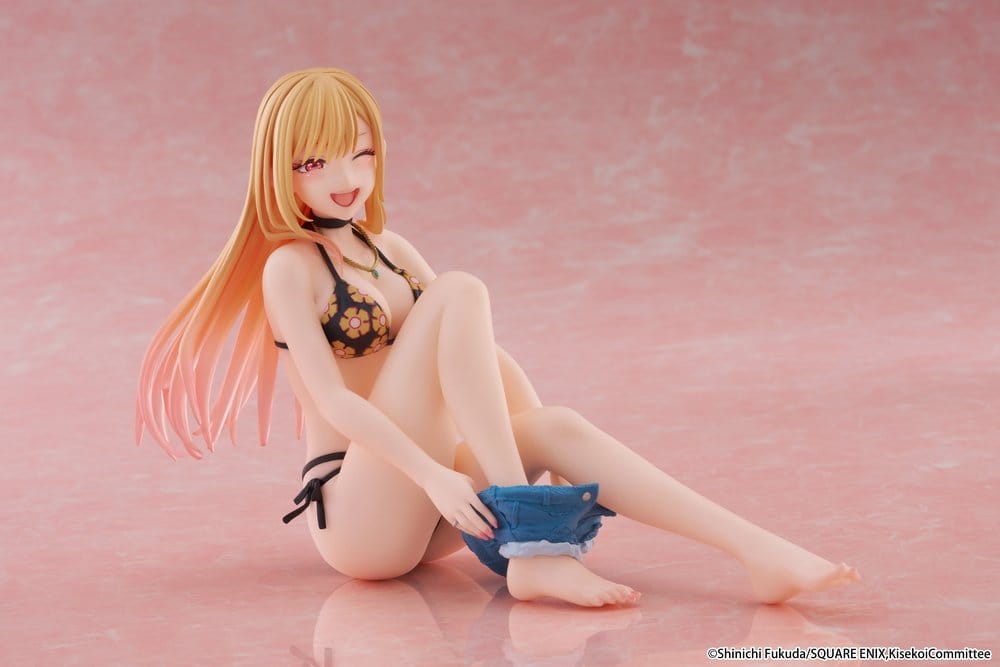 My Dress-Up Darling Desktop Cute PVC-figur Marin Kitagawa (Measured Swimsuit Ver.) Nyutgåva 13 cm