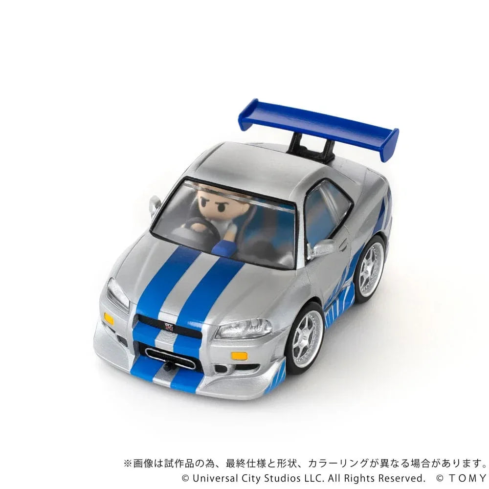 Fast & Furious Q-Village Fordon med Mini-figur Nissan Skyline GT-R (R34) 9 cm Takara Tomy