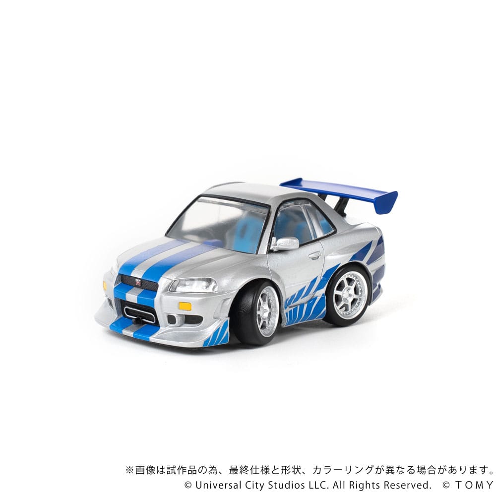 Fast & Furious Q-Village Fordon med Mini-figur Nissan Skyline GT-R (R34) 9 cm Takara Tomy