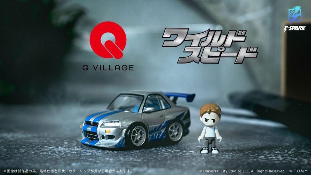 Fast & Furious Q-Village Fordon med Mini-figur Nissan Skyline GT-R (R34) 9 cm Takara Tomy