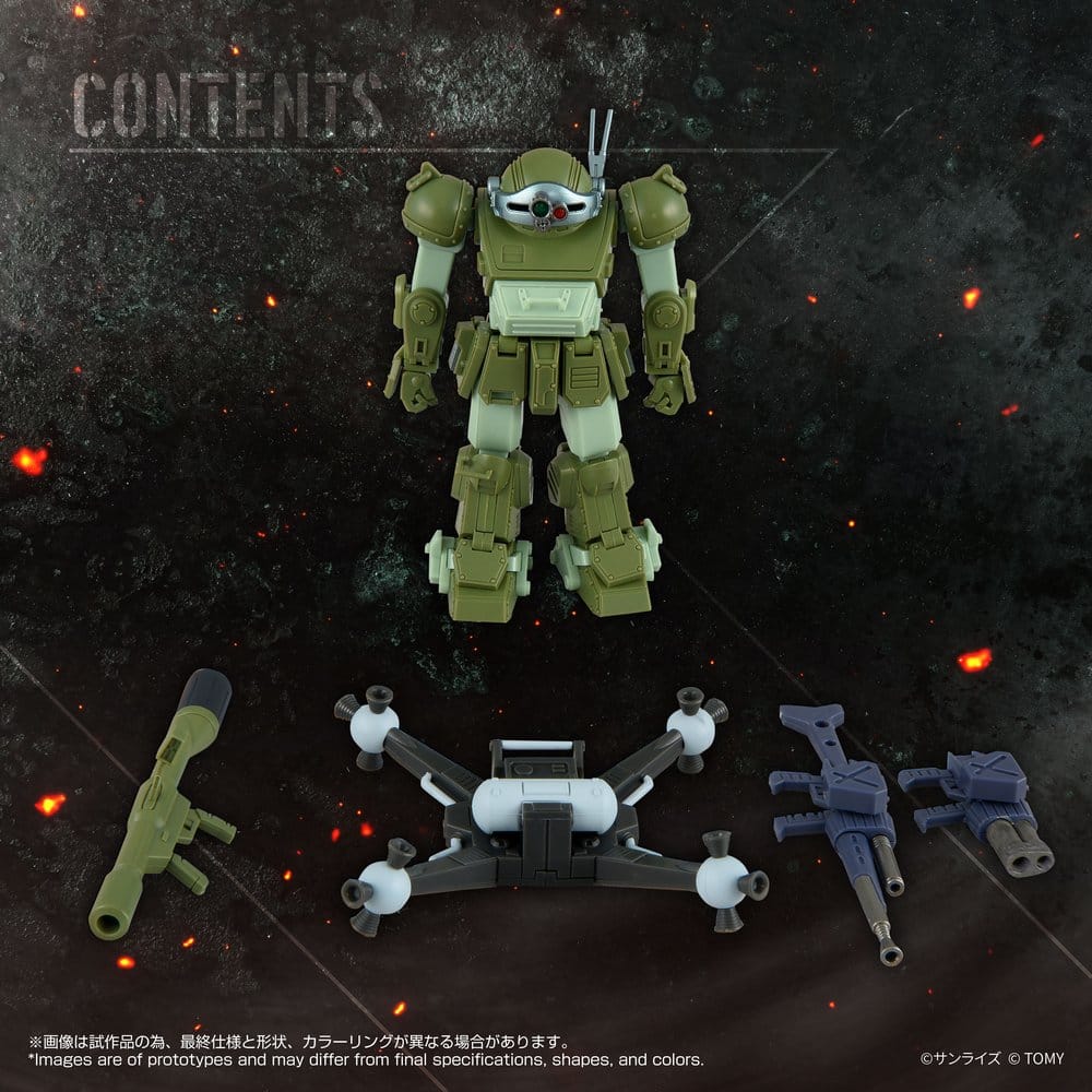 Armored Trooper Votoms Actionfigur Toyrise AT-12 Scope Dog med Land Mover i standardfärger