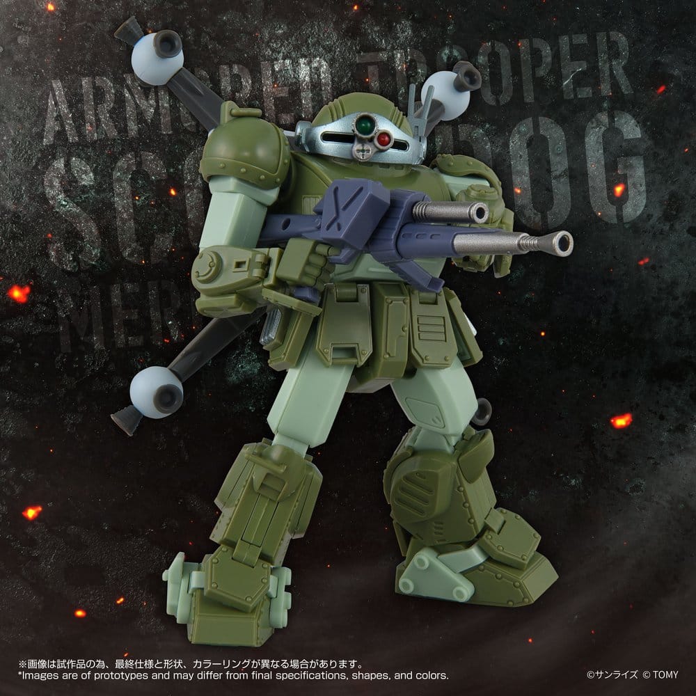 Armored Trooper Votoms Actionfigur Toyrise AT-12 Scope Dog med Land Mover i standardfärger
