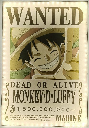 One Piece LED Vägglampa - Wanted Luffy 30 cm Teknofun