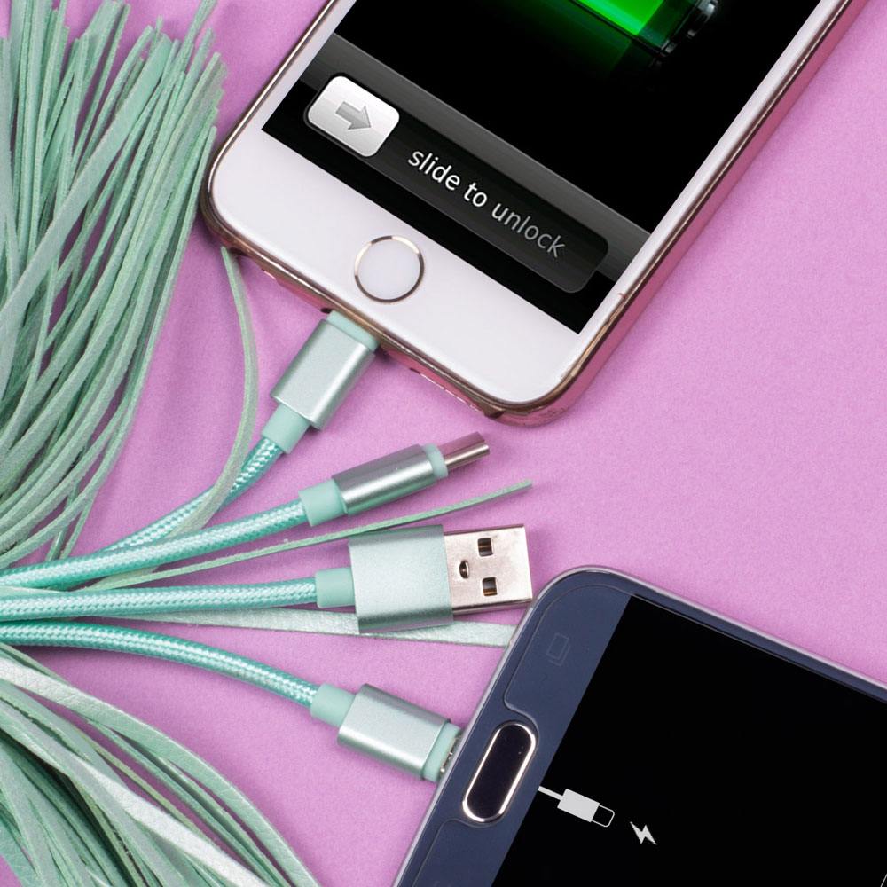 Pusheen 3-in-1 USB Laddkabel med Nyckelring och Tassel Thumbs Up