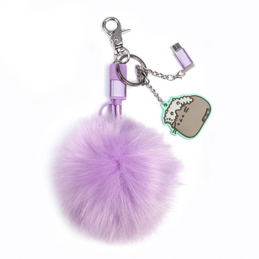 Pusheen USB Laddkabel 3-i-1 med Nyckelring Pom Pom Thumbs Up
