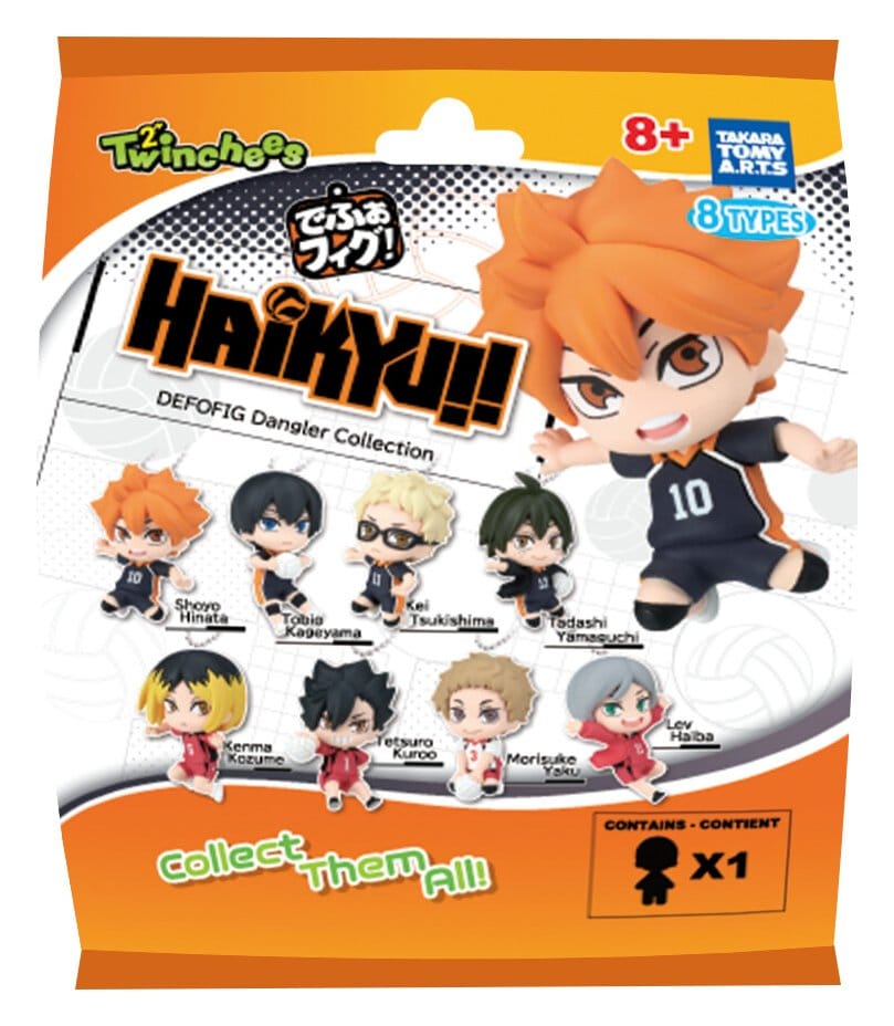 Haikyu!! Twinchees Dangler Mini Figurer Defofig! 5 cm Blind Pack Display (24) Takara Tomy