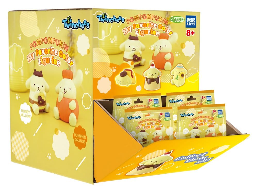 Sanrio Twinchees Mini Figurer Pompompurin Min Favoritfärg 5 cm Blindpack Display (24) Takara Tomy