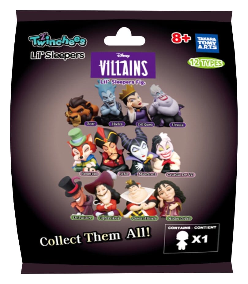 Disney Skurkar Twinchees Mini Figurer Lil' Sleepers 5 cm Blind Pack Display (24) Takara Tomy