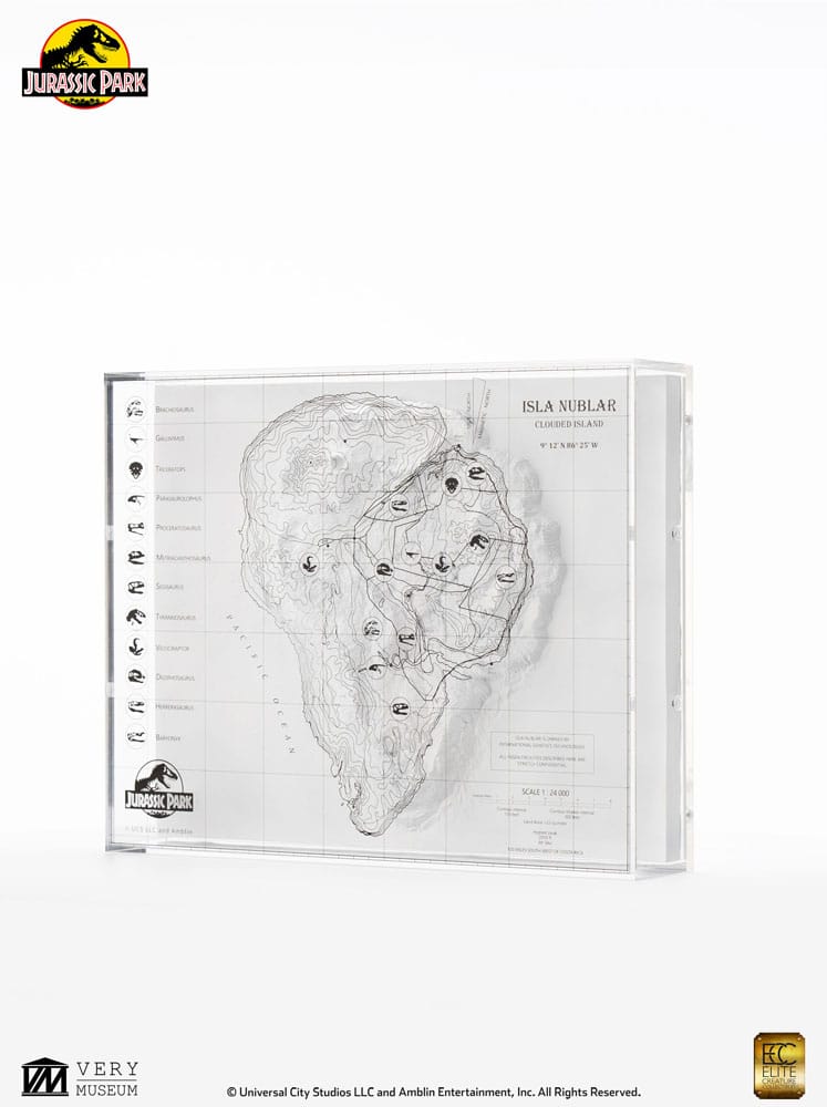 Jurassic Park Topografisk Karta Isla Nublar Elite Creature Collectibles