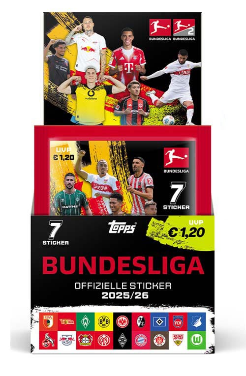 Bundesliga 2025/26 Klistermärke Samling Booster Display (50) Topps/Merlin