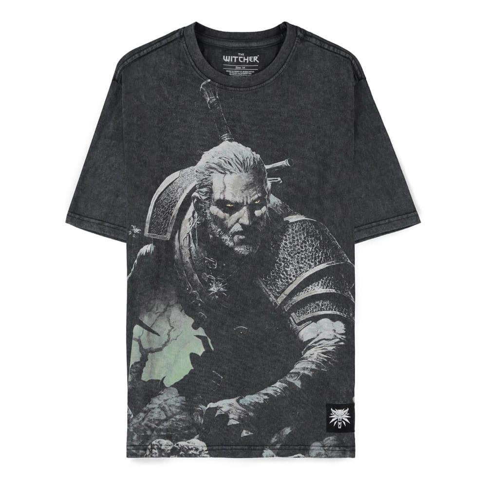 Witcher Wild Hunt T-shirt - Geralt, Tvättad, Storlek S Difuzed