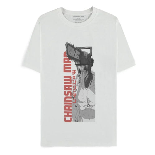 Chainsaw Man T-Shirt - Officiell T-Shirt i Vit Storlek L Difuzed