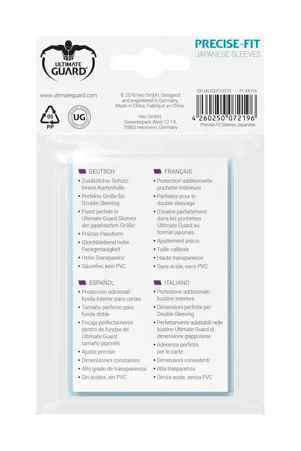 Ultimate Guard Precise-Fit Ärm för Japansk Storlek (100-pack) Ultimate Guard