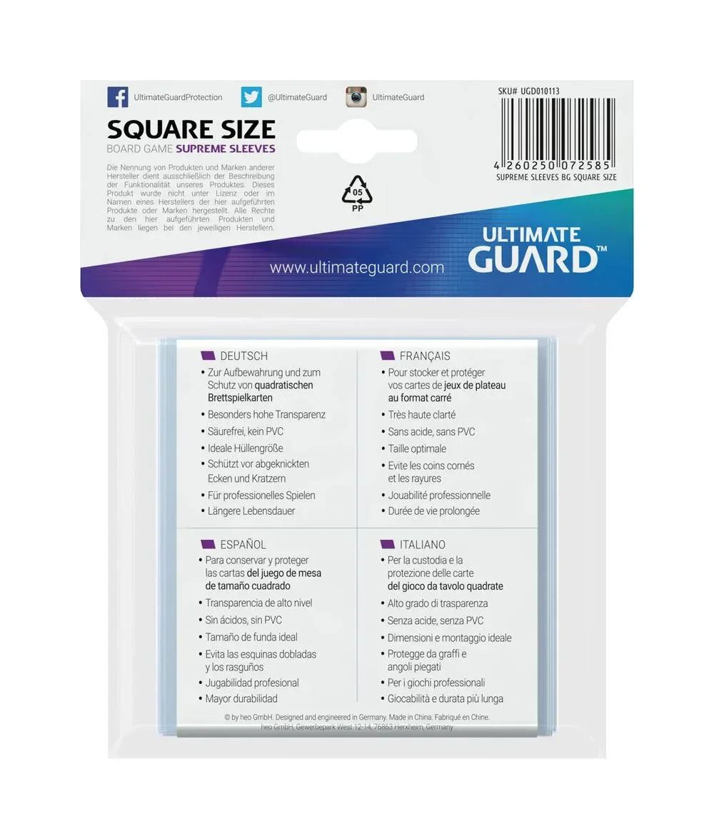 Ultimate Guard Supreme Sleeves för Spelkort (Square) - 50 Pack Ultimate Guard