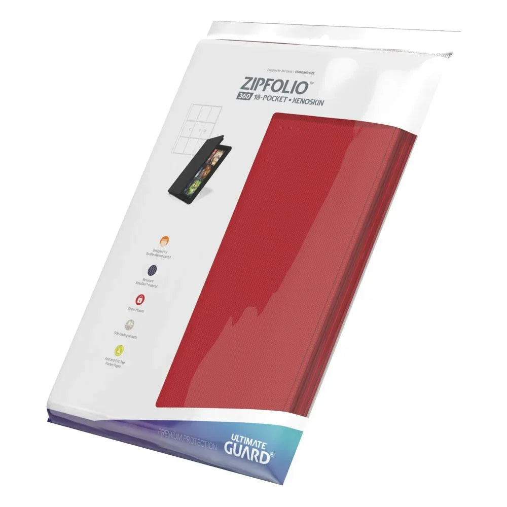 Ultimate Guard Zipfolio 360 med 18-fickor Xenoskin - Röd Ultimate Guard