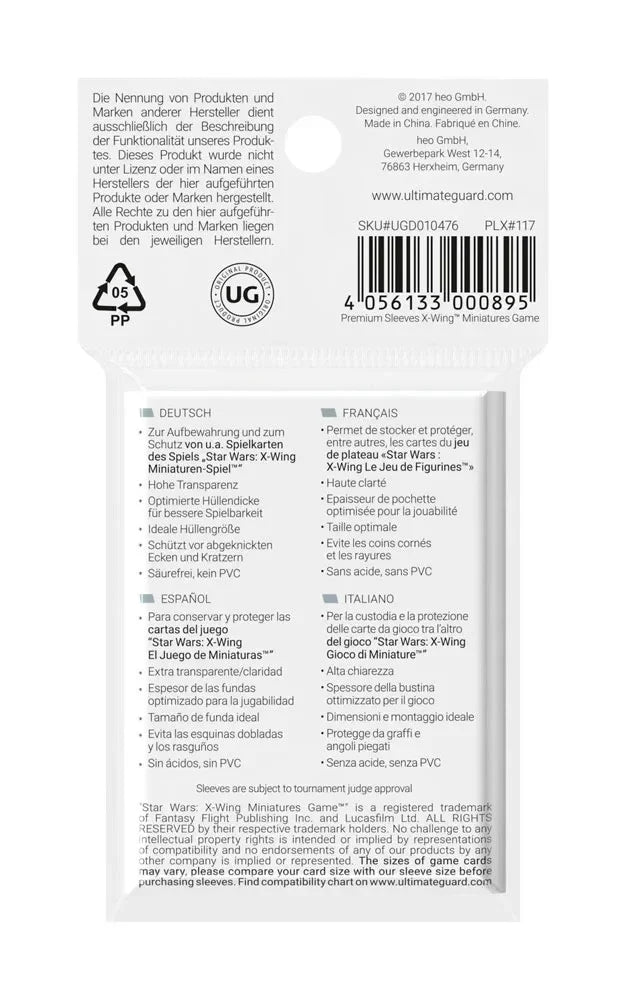 Ultimate Guard Premium Soft Sleeves för Star Wars™ X-Wing™ Miniatures Game (50-pack) Ultimate Guard