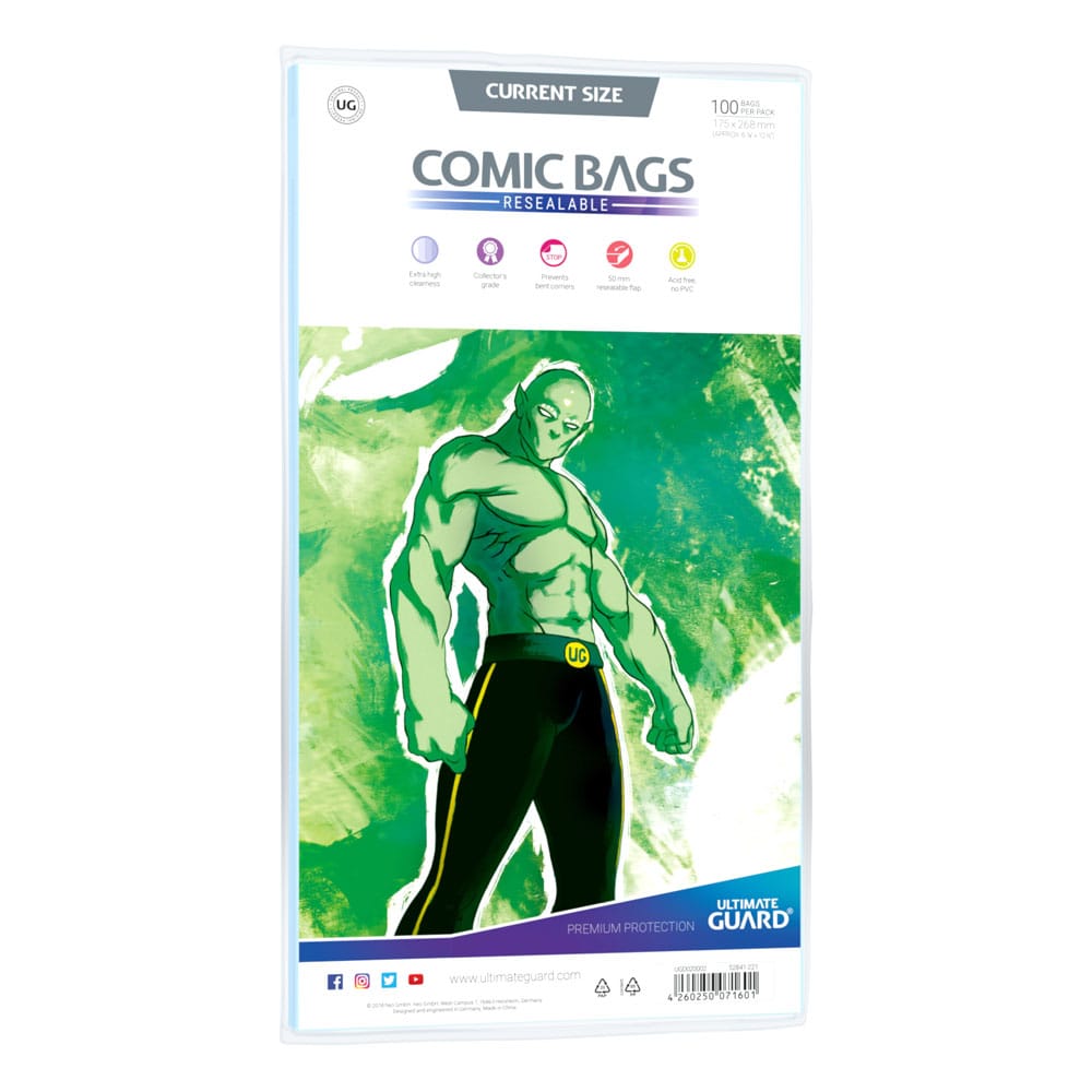 Ultimate Guard Comic Bags Resealable (100) - Current Size Ultimate Guard