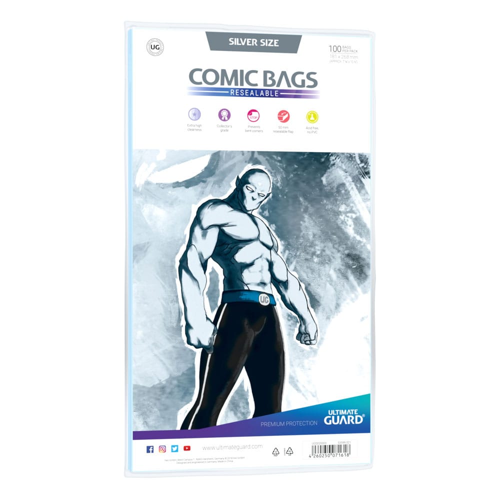 Ultimate Guard Comic Bags Resealable (100) - Silver Size Ultimate Guard