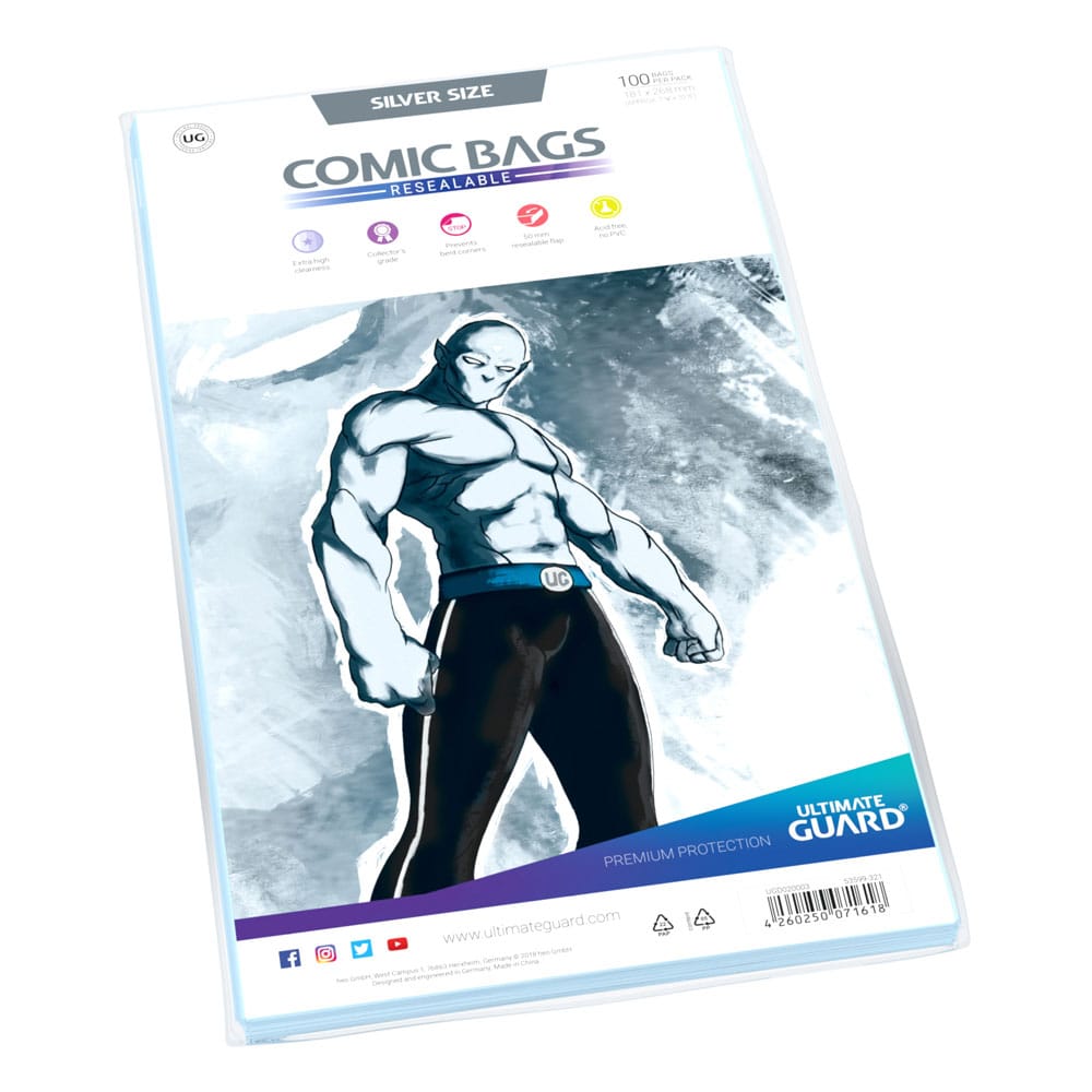 Ultimate Guard Comic Bags Resealable (100) - Silver Size Ultimate Guard