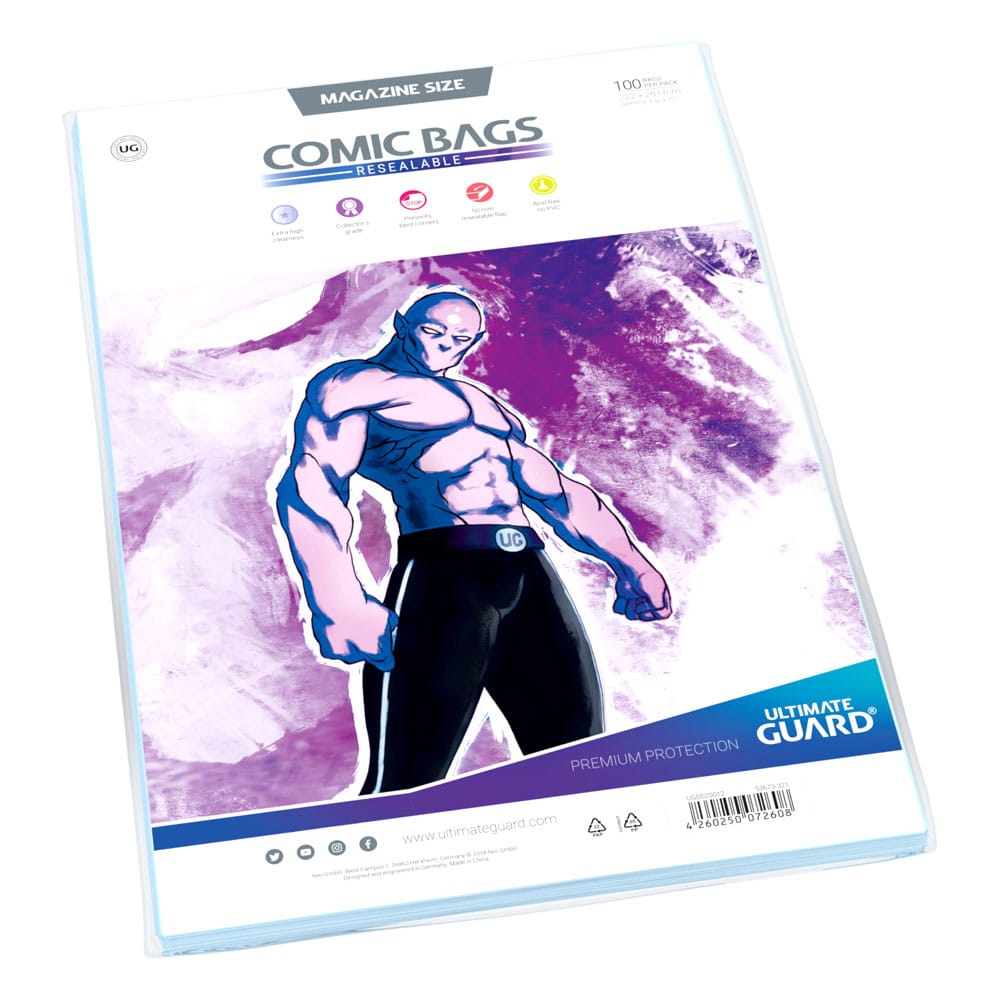 Ultimate Guard Comic Bags Resealable (100) - Magazine Size Ultimate Guard