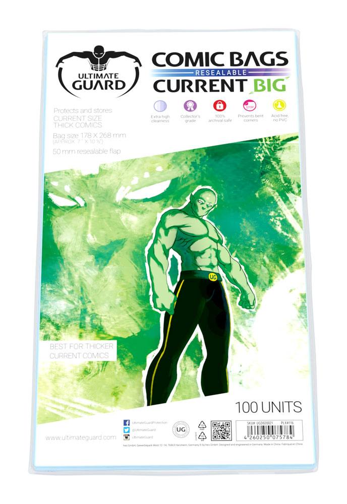 Ultimate Guard Comic Bags Resealable (100) - Stora Format Ultimate Guard