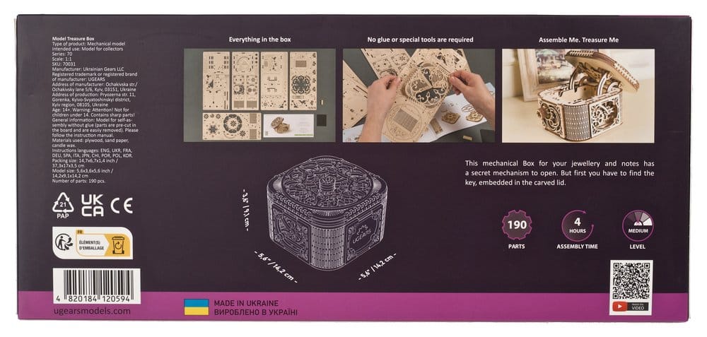 Ugears 3D Wooden Puzzle Treasure Box