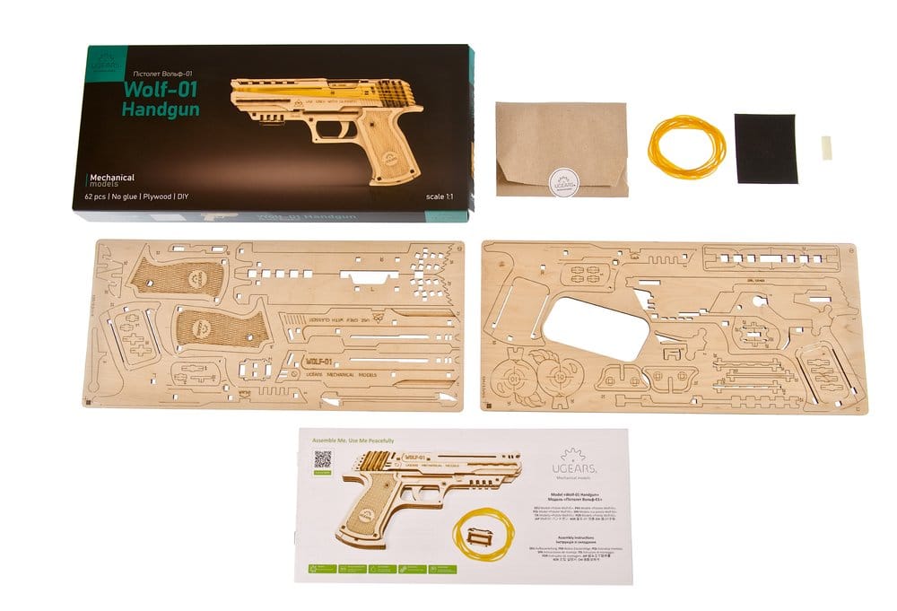 Ugears 3D Wooden Puzzle Wolf-01 Handgun