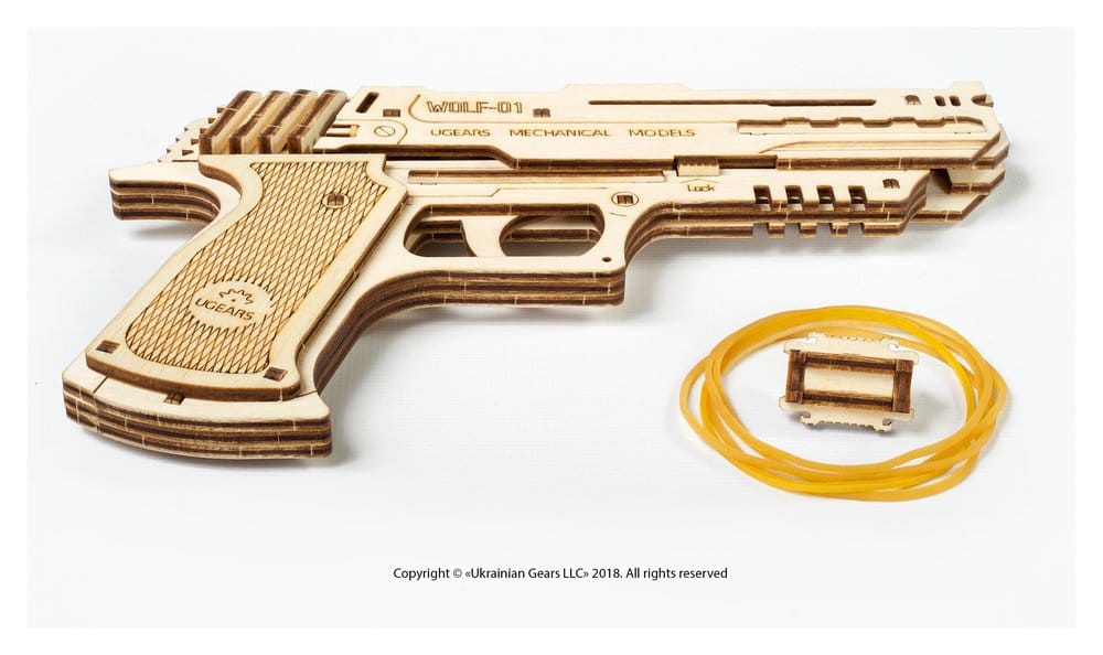Ugears 3D Wooden Puzzle Wolf-01 Handgun