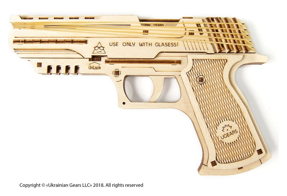 Ugears 3D Wooden Puzzle Wolf-01 Handgun