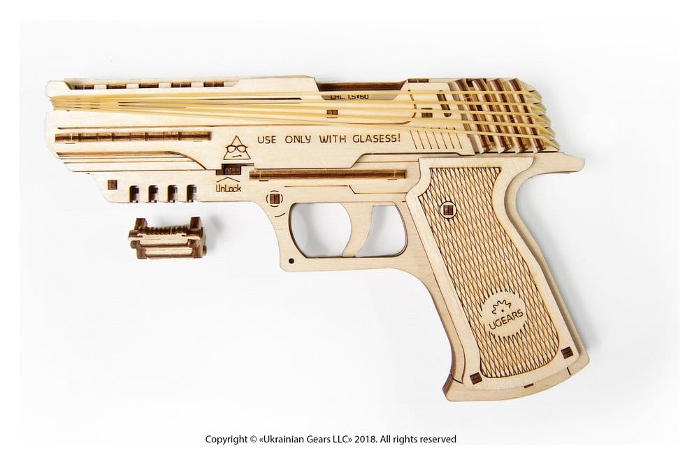Ugears 3D Wooden Puzzle Wolf-01 Handgun
