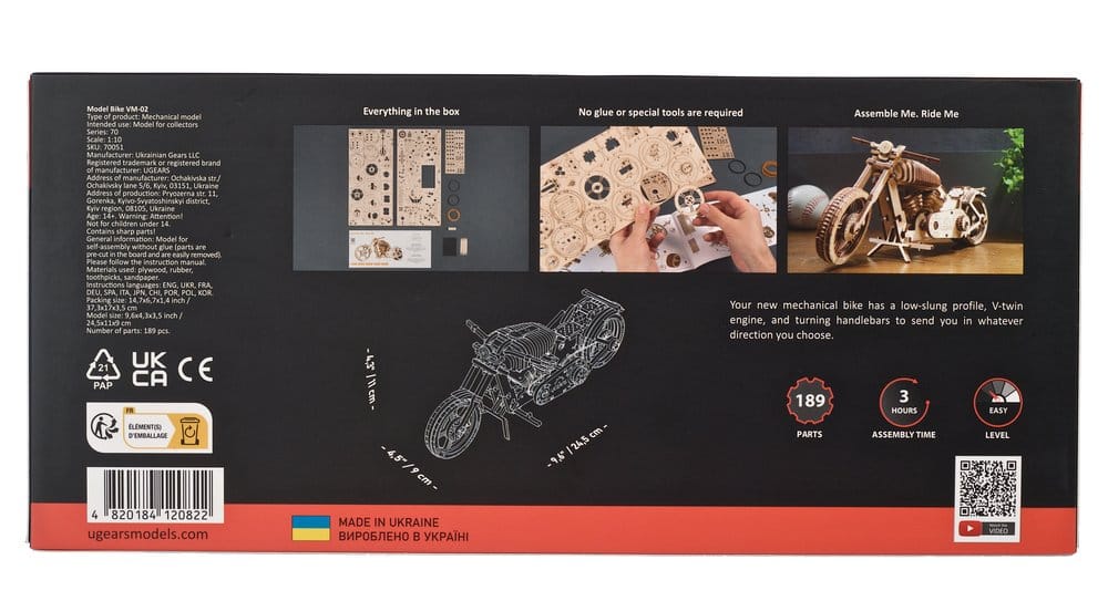 Ugears 3D Wooden Puzzle Bike VM-02