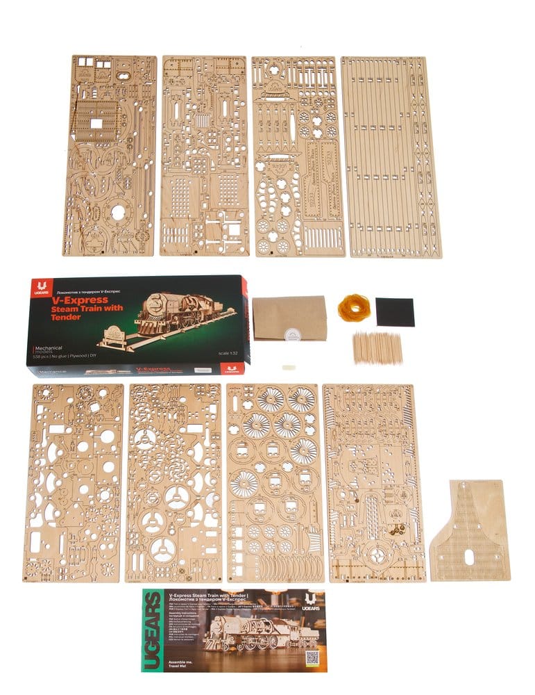 Ugears 3D Wooden Puzzle V-Express Steam Train with Tender