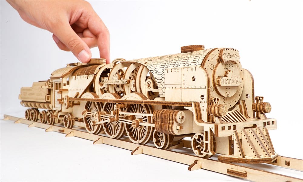 Ugears 3D Wooden Puzzle V-Express Steam Train with Tender