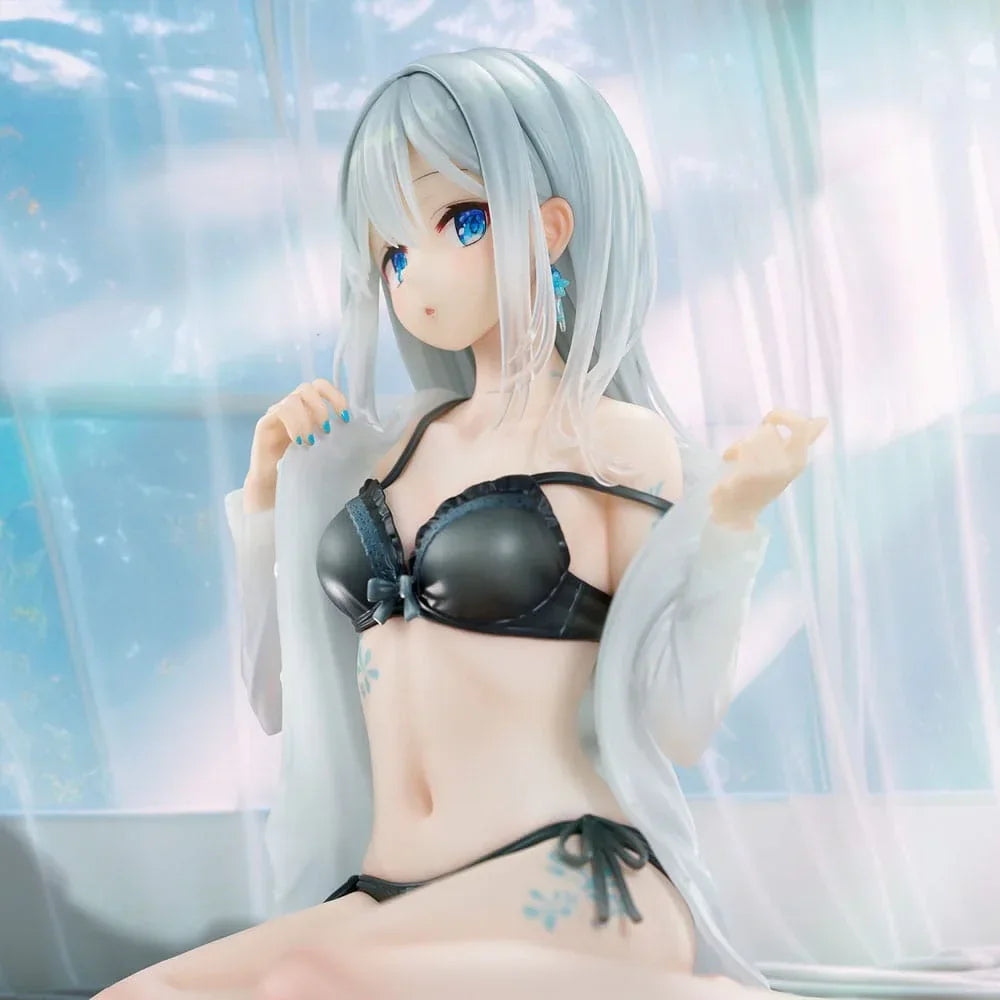 Original Character PVC Figur 1/7 Silver-Haired Girl Sky Blue Morning Special Outfit Ver. av Fuumi Illustration 16 cm Union Creative