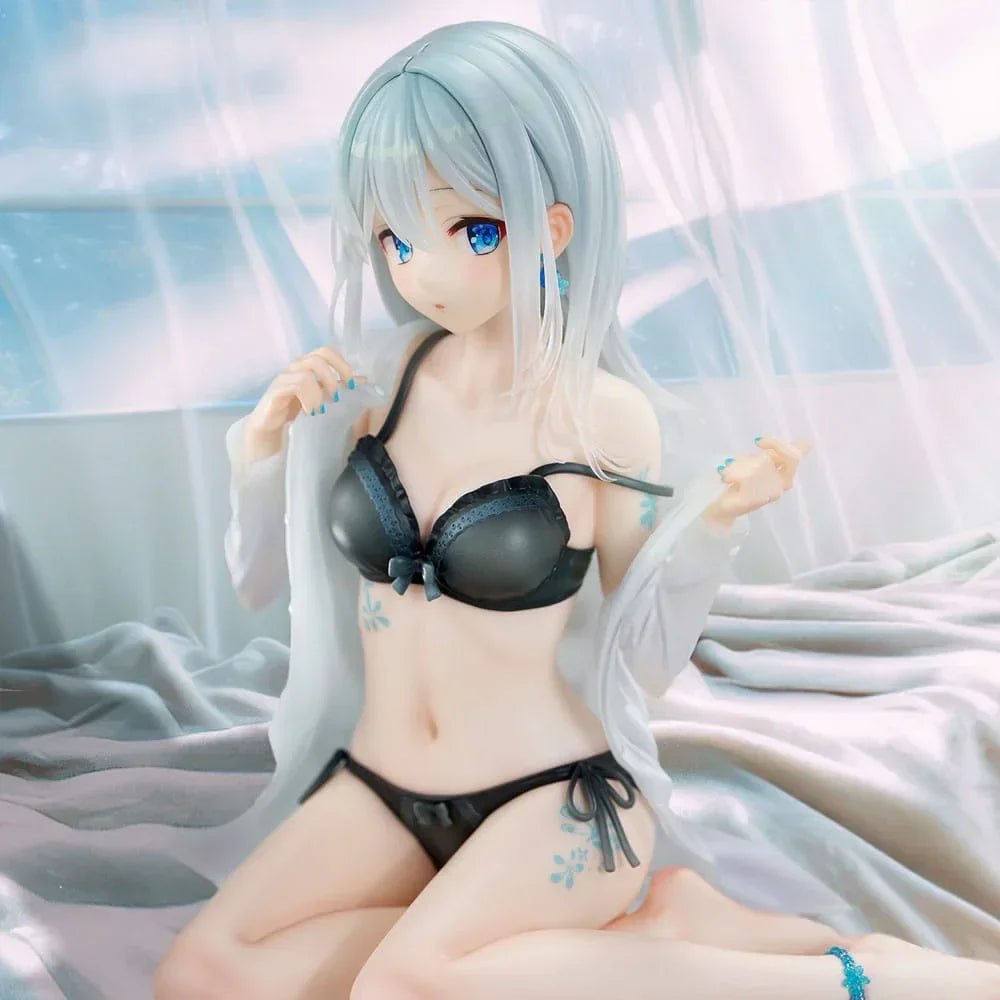 Original Character PVC Figur 1/7 Silver-Haired Girl Sky Blue Morning Special Outfit Ver. av Fuumi Illustration 16 cm Union Creative