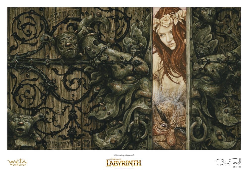 Labyrinth (1986) tryckt konst Sarah and Hoggle Navigate the Labyrinth Limited Edition 30 cm