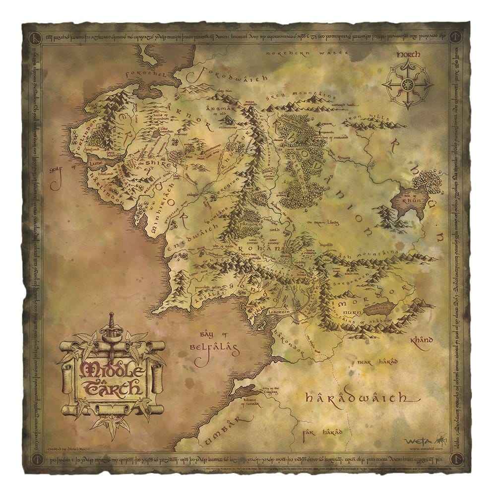 Lord of the Rings Konsttryck Pergamentkarta över Midgård 59 x 30 cm