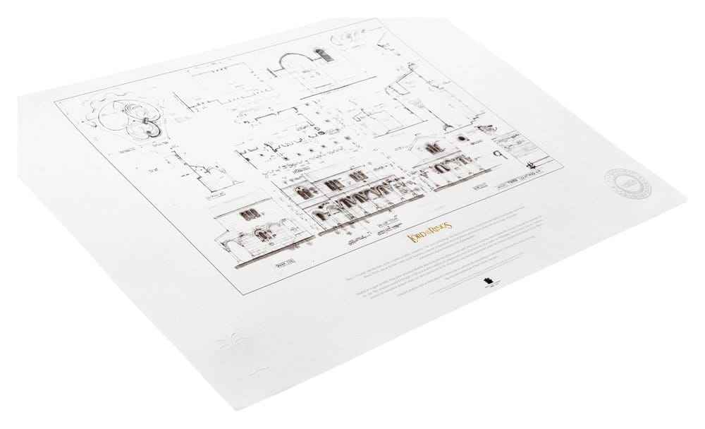 Lord of the Rings Blåkopi Konsttryck The Courtyard of Minas Tirith 59 x 42 cm