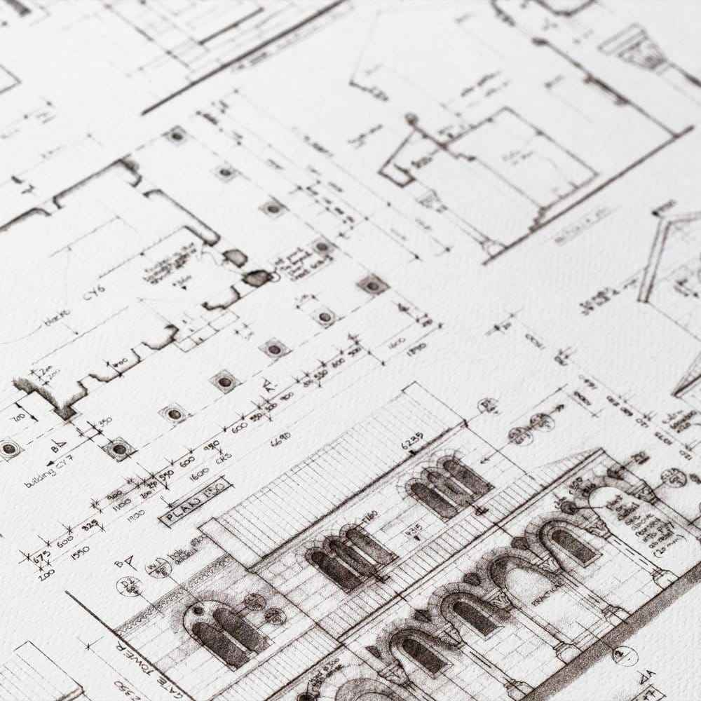 Lord of the Rings Blåkopi Konsttryck The Courtyard of Minas Tirith 59 x 42 cm