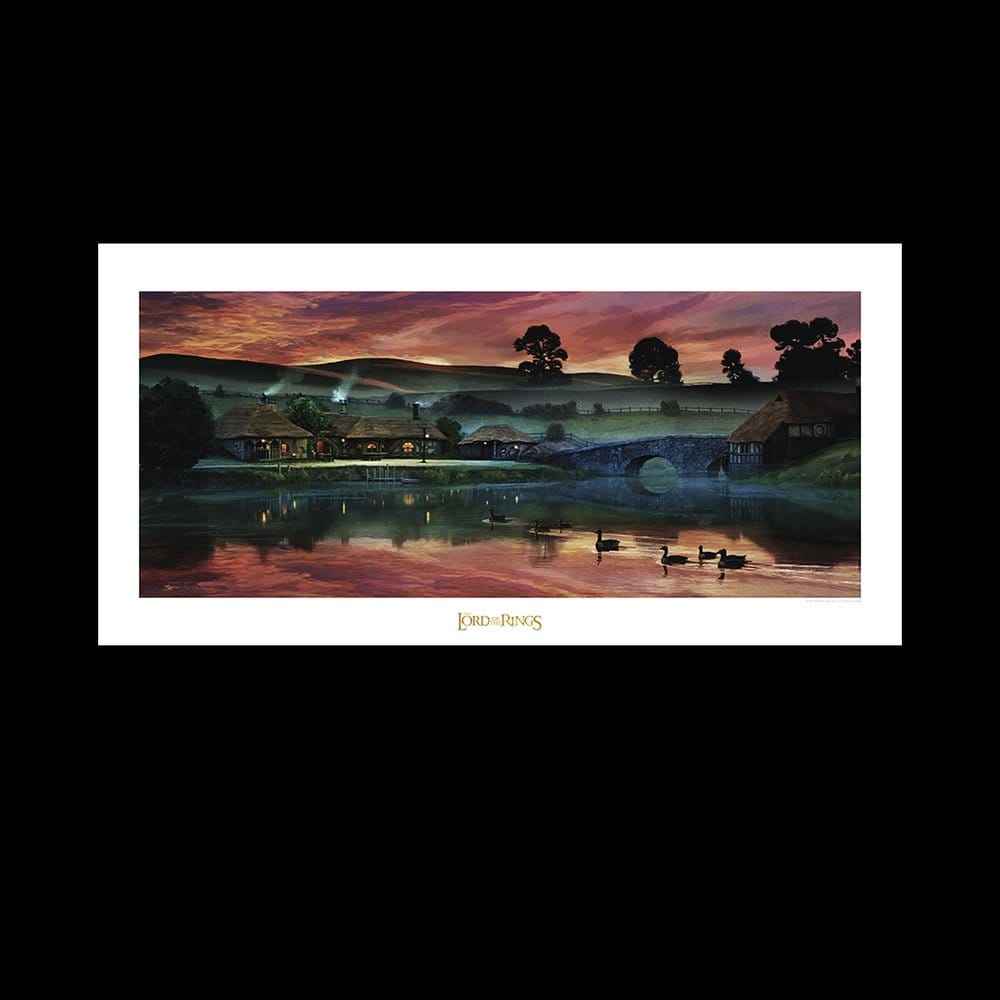 Lord of the Rings konsttryck "Åter till Gröna Drakens värdshus" 59 x 42 cm