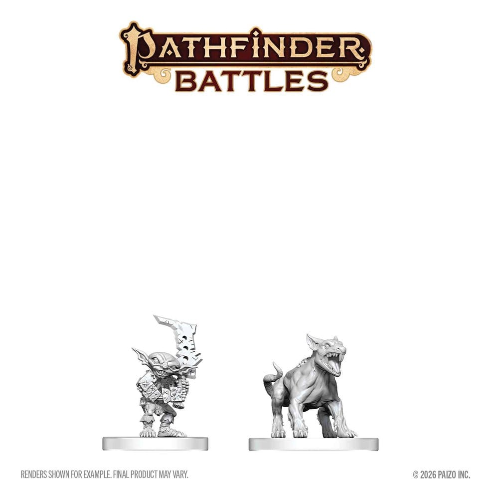 Pathfinder Battles Deep Cuts Omålade Miniatyrer Goblinkommandosoldat och Goblinhund 13 cm