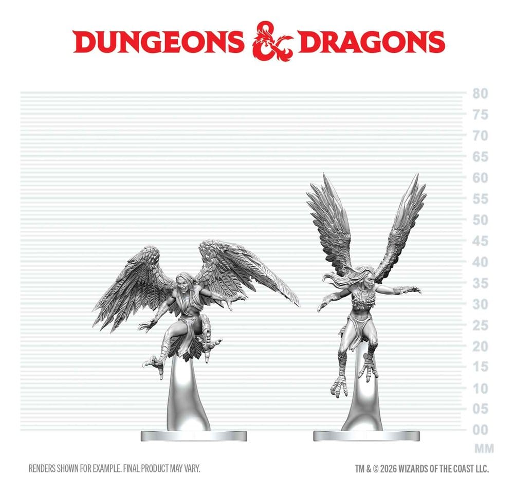 Dungeons & Dragons Nolzur's Marvelous Miniatures Unpainted Miniature Harpies 17 cm
