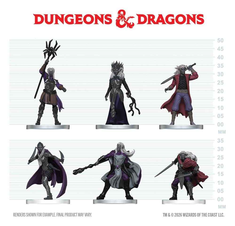D&D Ikoner från Rikena Miniatyrfigurer Drow Krigsgrupp 20 cm