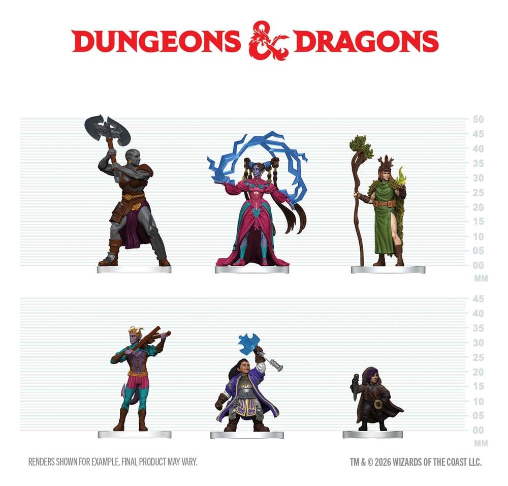 D&D Icons of the Realms Mini Figures Spellbook Players – Spells & Steel Starter Set 20 cm