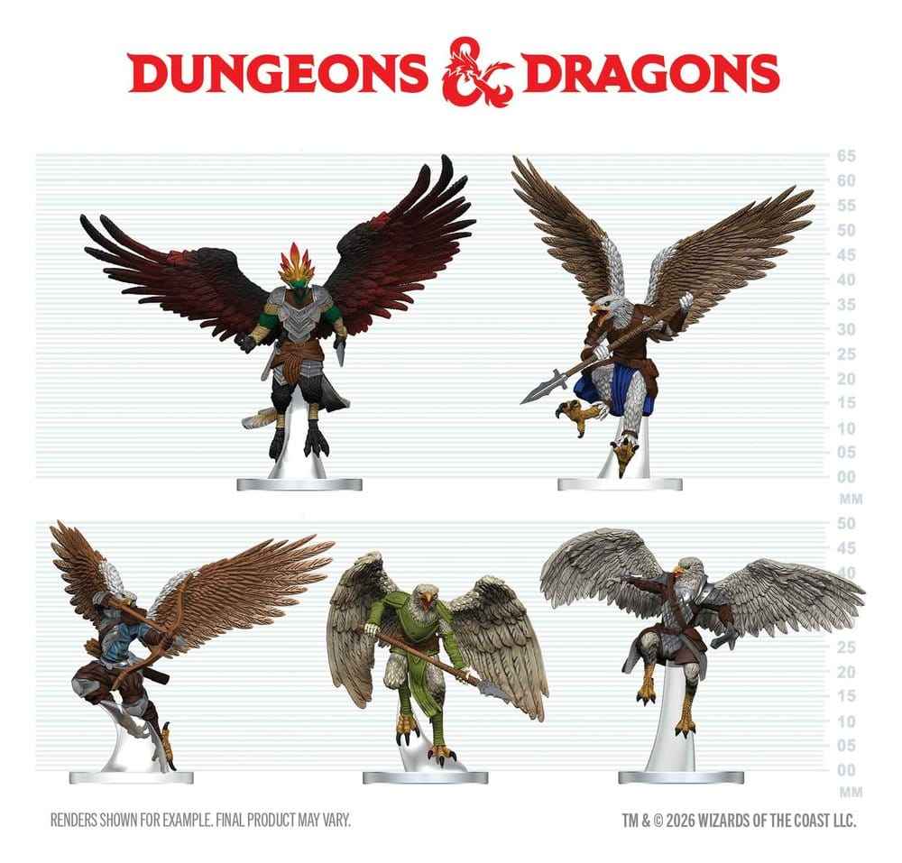 D&D Ikoner från Riken Miniatyrfigurer Aarakocra Flock 20 cm