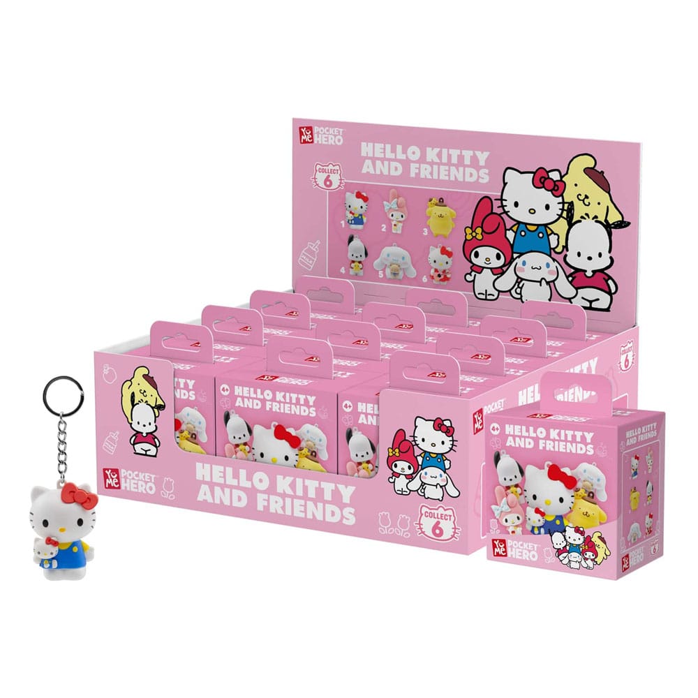 Sanrio Pocket Hero Nyckelring Hello Kitty och vänner Serien 1 Blind Box Display (12) YuMe Toys
