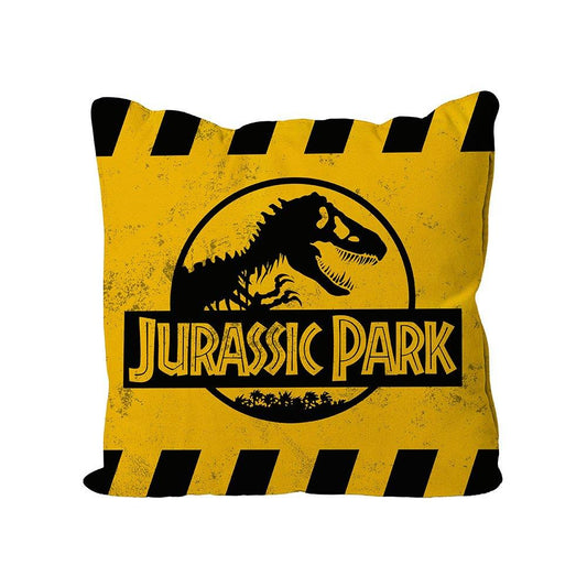 Jurassic Park Kudde Caution Yellow Logo 40 x 40 cm